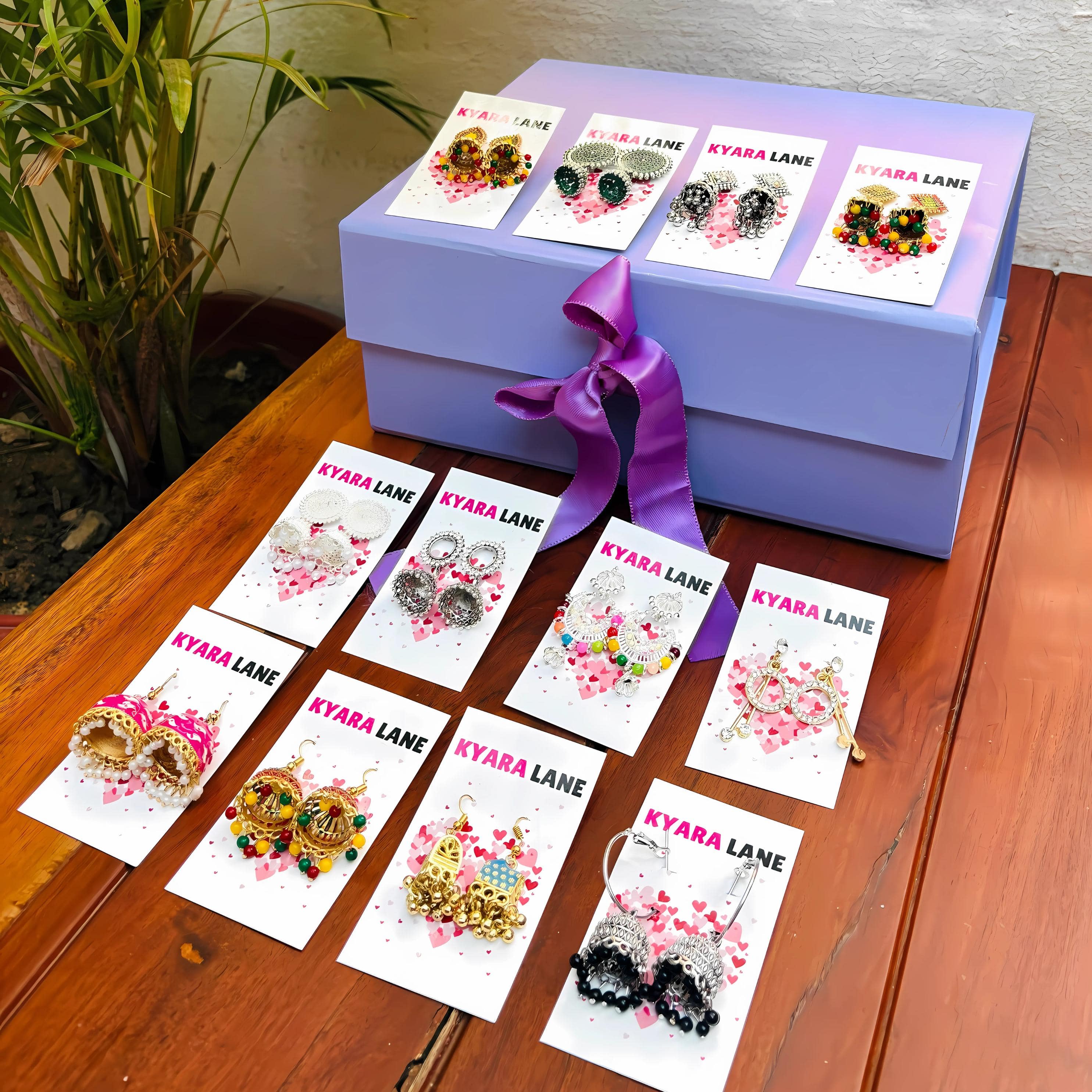 Premium Udaipuri Oxidized Set Of 12 Earrings Combo With Free Gift