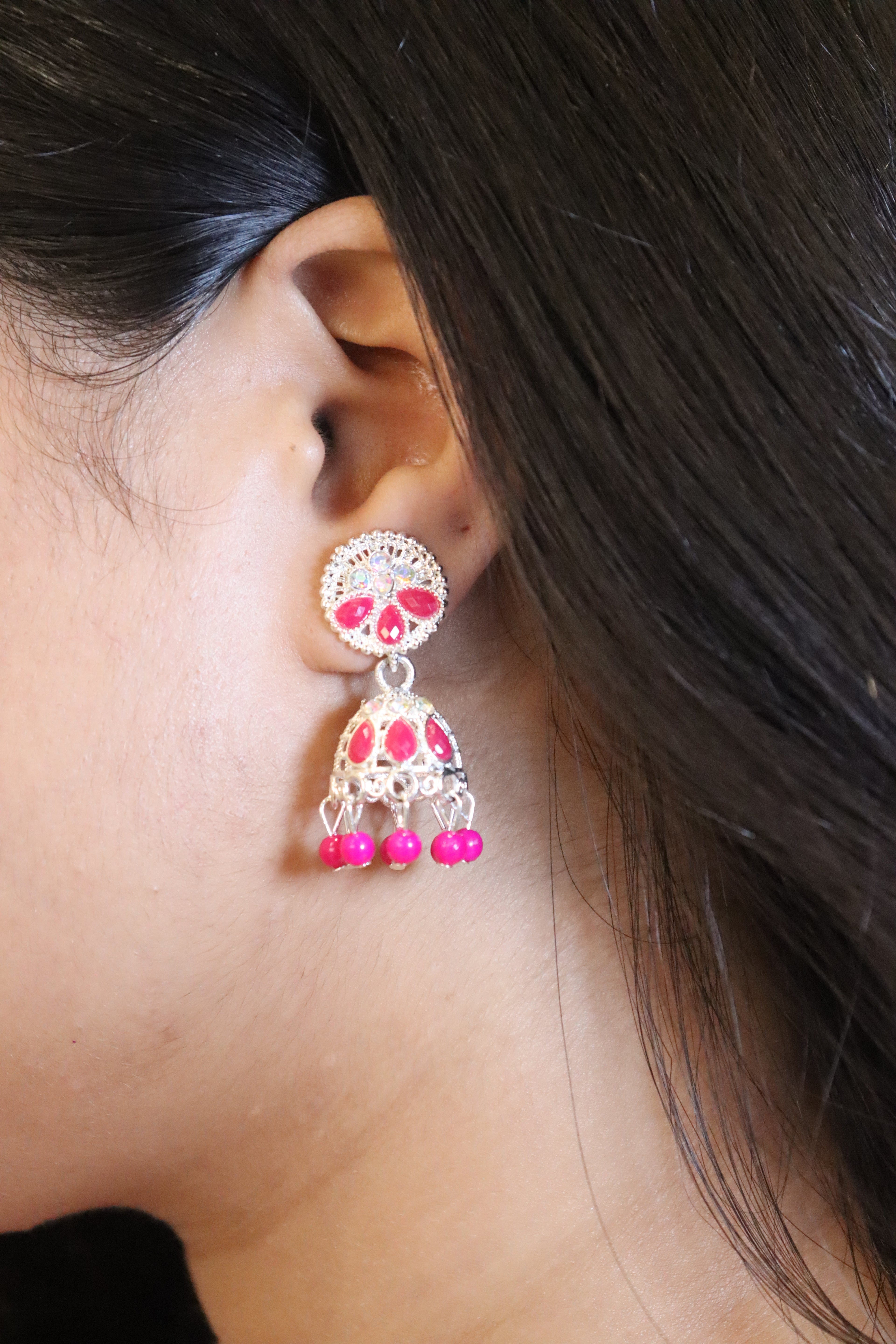 Premium Oxidised 12 Set of Jaipuri Jhumkas With Free Rings Set
