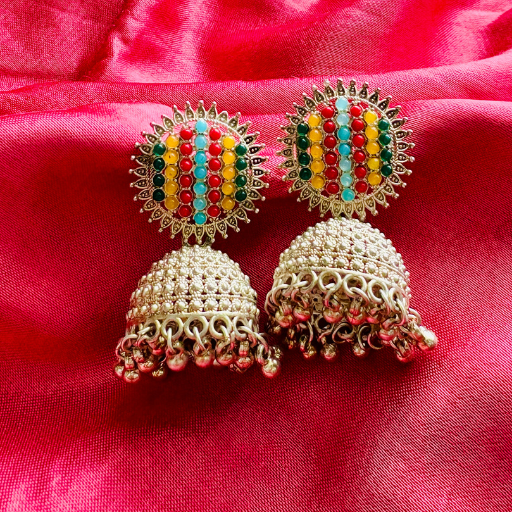 Premium Udaipur Oxidised Set Of 12 Jhumkas Combo With Free Gift