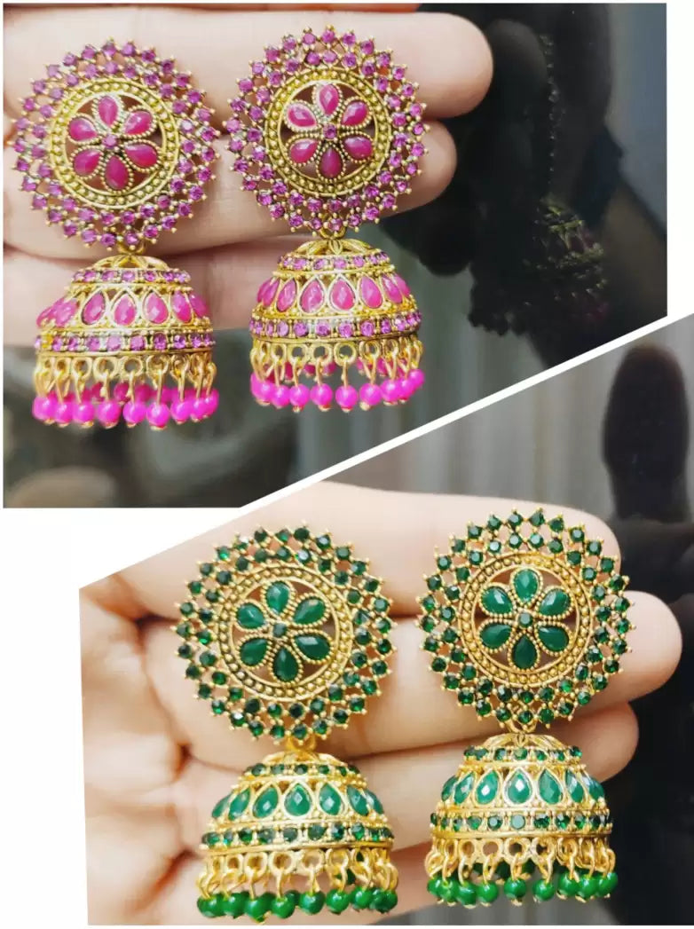 Premium Jaipuri Oxidized Set Of 12 Earrings Combo With Free Adjustable Alloy Ring