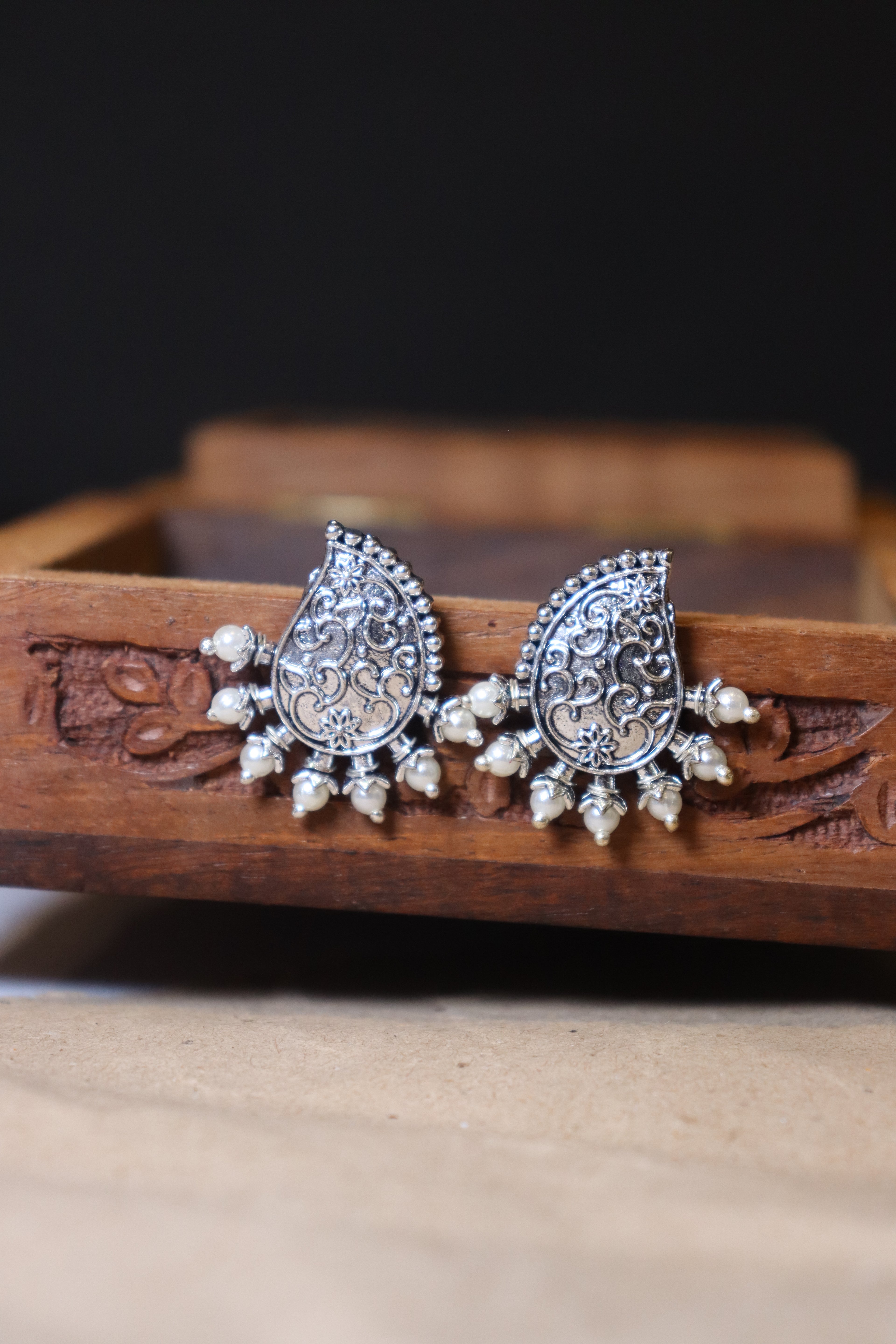 Premium Oxidised 12 Set of Jaipuri Jhumkas With Free Rings Set