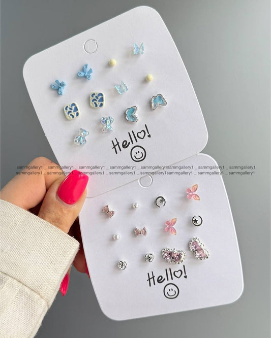 Set Of 24 Oxidized Designers Studs Earrings Pack of 4 ( 6 Pairs Each )